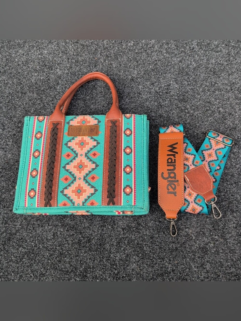 Wrangler Mini Tote Crossbody Bag Canvas Aztec Southwestern Print Ladies Purse